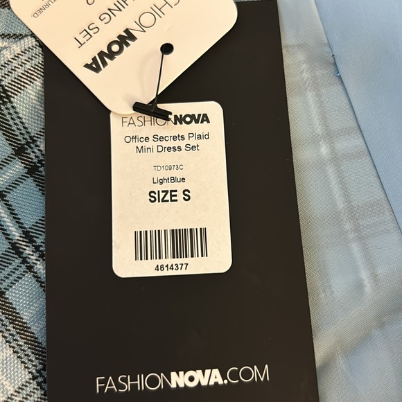 New two piece light blue and black stripe dress and jacket. - Picture 5 of 5